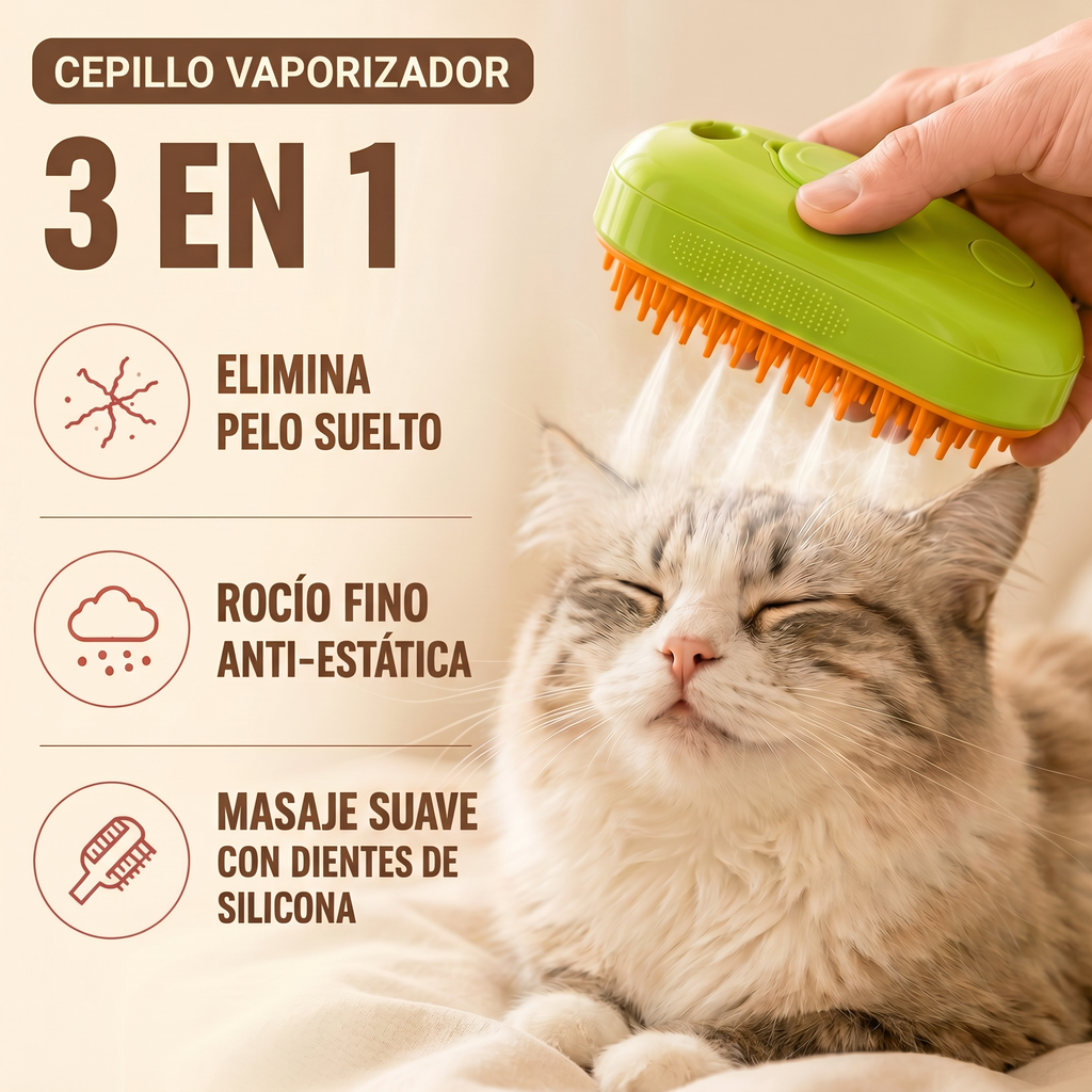 Cepillo Neblina Suave 3 en 1 para Gatos y Perros