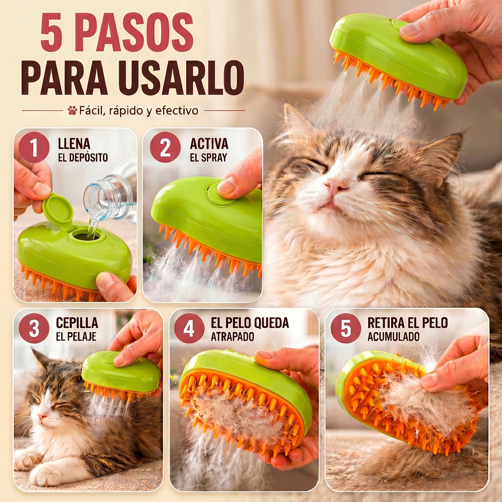 Cepillo Neblina Suave 3 en 1 para Gatos y Perros