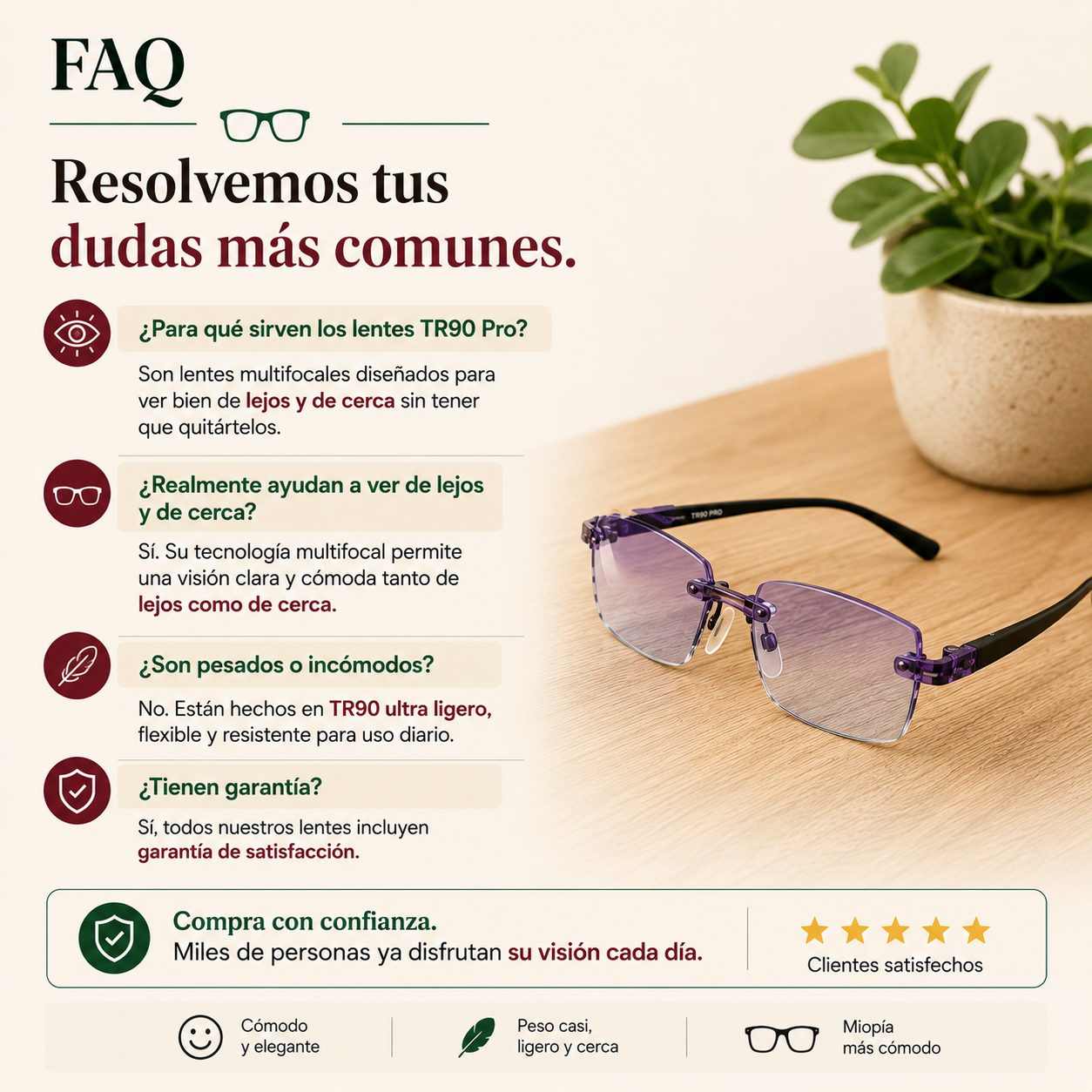 Lente Enfoque Multifocal para Cerca y Media Distancia