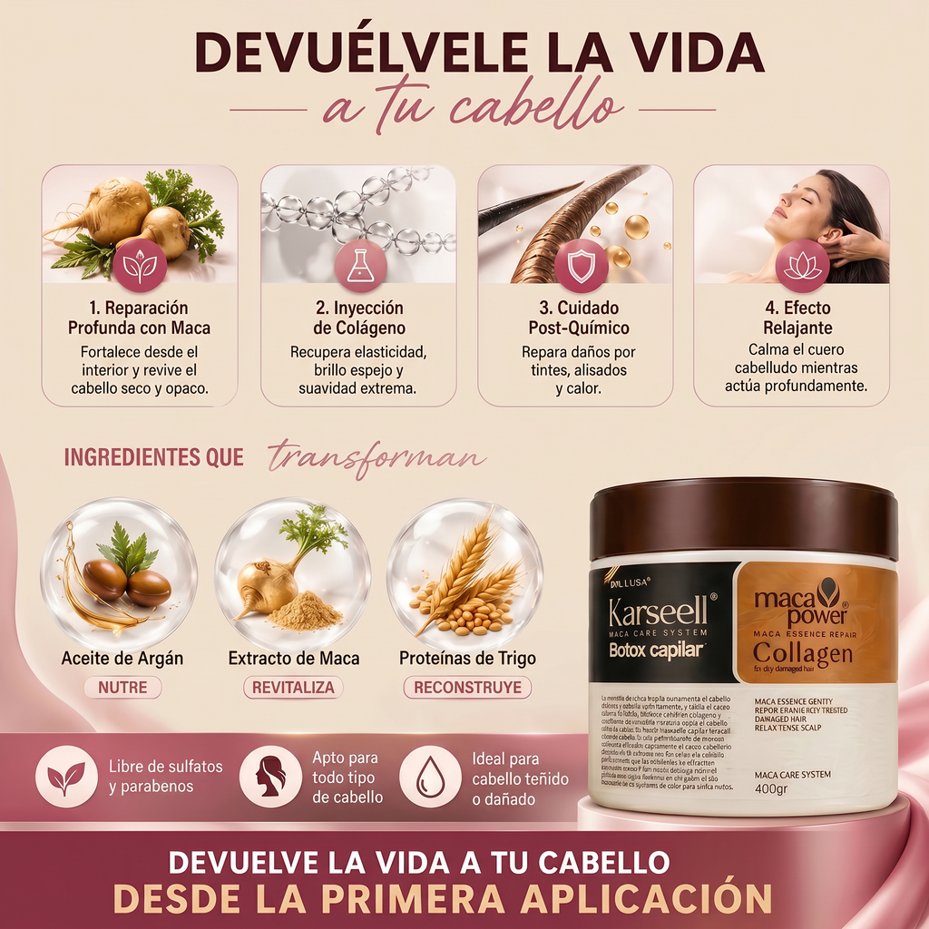 Combo Karseell Botox Capilar + Shampoo Maca Power