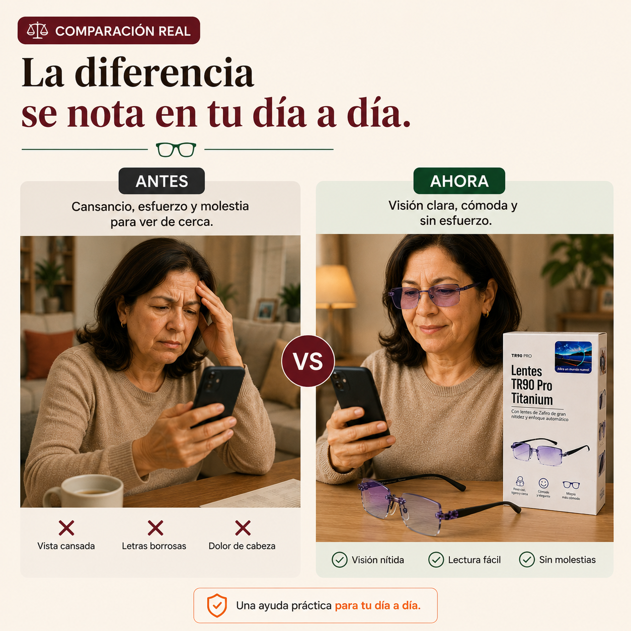 Lente Enfoque Multifocal para Cerca y Media Distancia