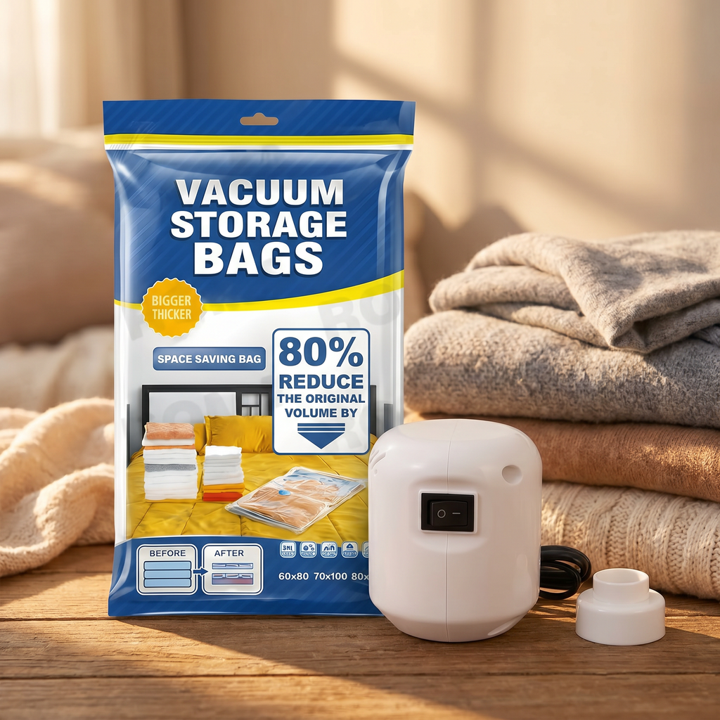 Pack Ahorra Espacio con Succionador Eléctrico + 5 Bolsas al Vacío