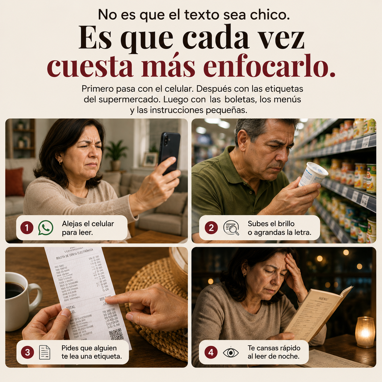 Lente Enfoque Multifocal para Cerca y Media Distancia