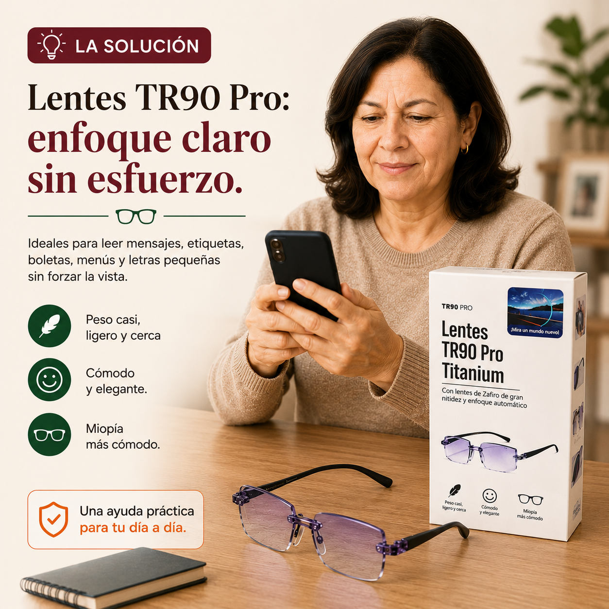 Lente Enfoque Multifocal para Cerca y Media Distancia
