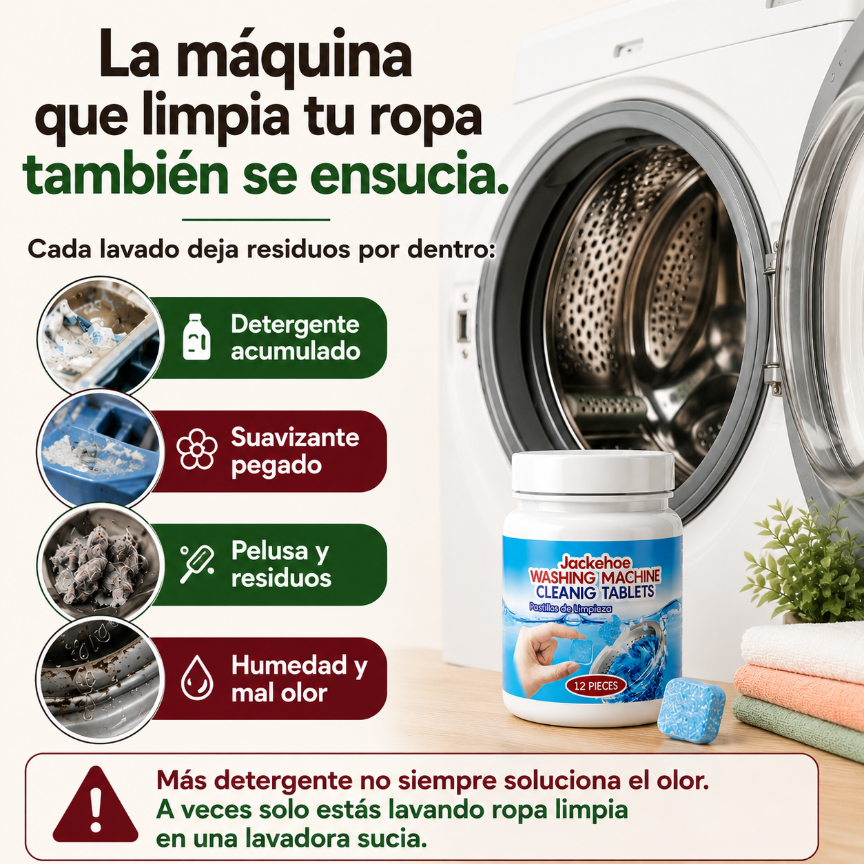 Pastillas Limpia Lavadora – Tambor y Malos Olores