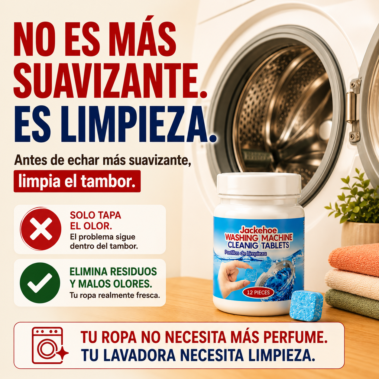 Pastillas Limpia Lavadora – Tambor y Malos Olores