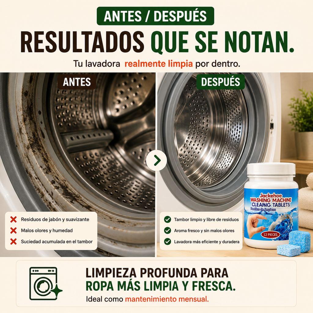Pastillas Limpia Lavadora – Tambor y Malos Olores