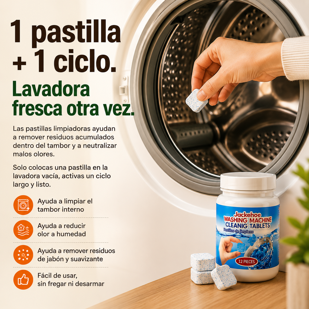 Pastillas Limpia Lavadora – Tambor y Malos Olores